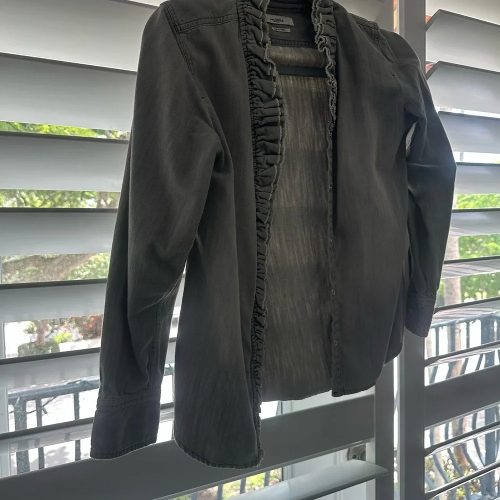 Gray Ruffled Jean Jacket - Picture 5 of 5